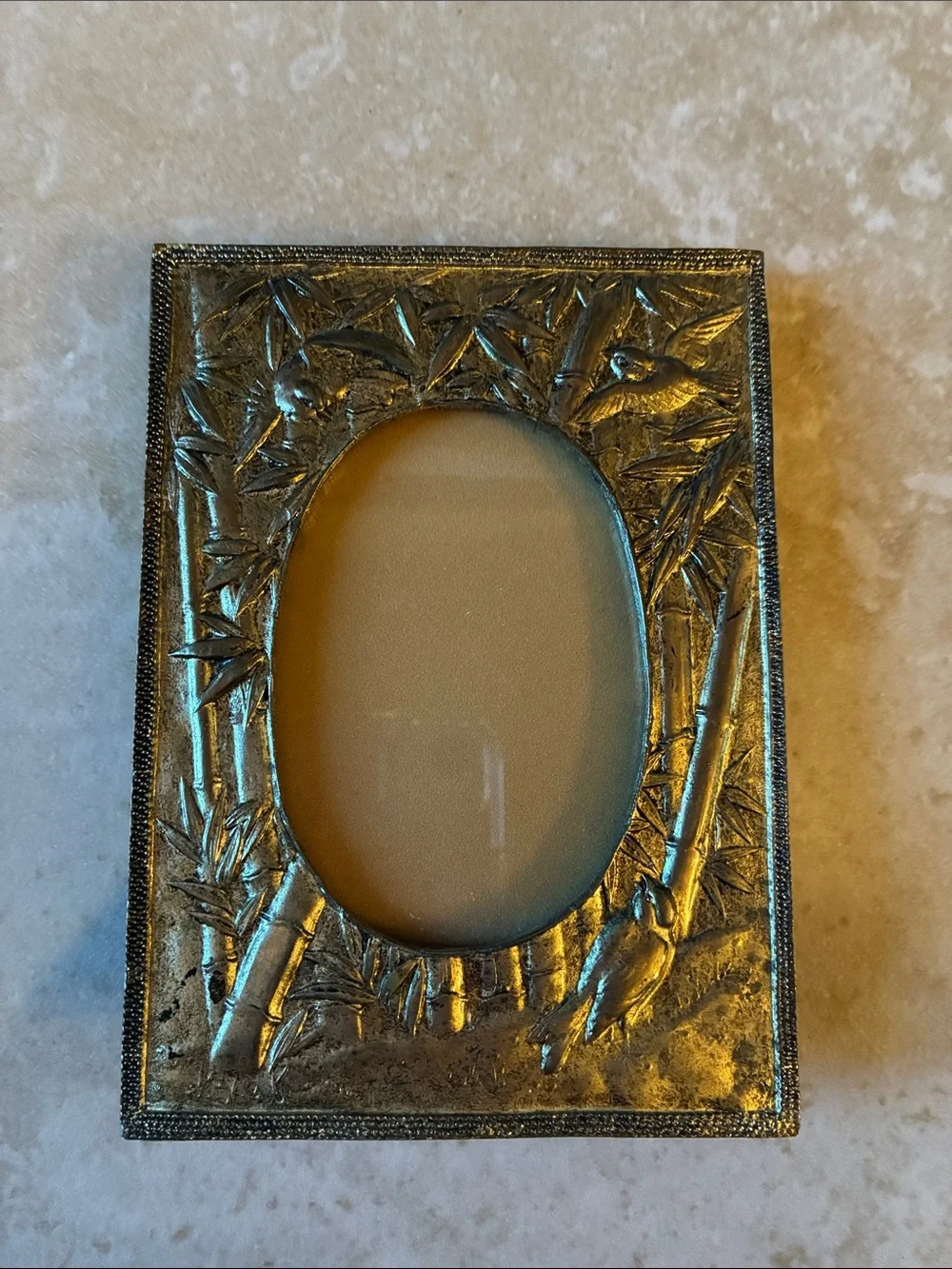 Ornate Bamboo Relief Photo Frame in Metallic Bronze